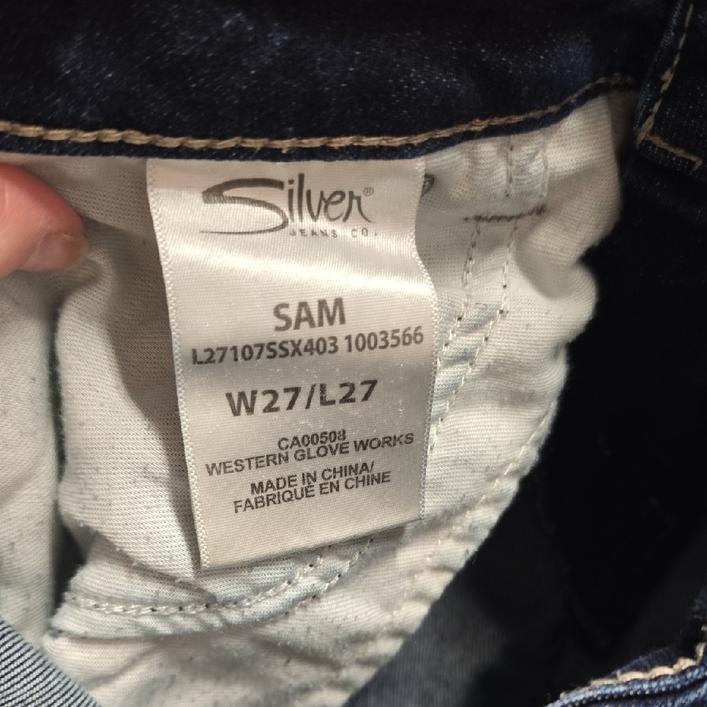 Women's Distressed Silver Blue Jeans - Picture 12 of 12